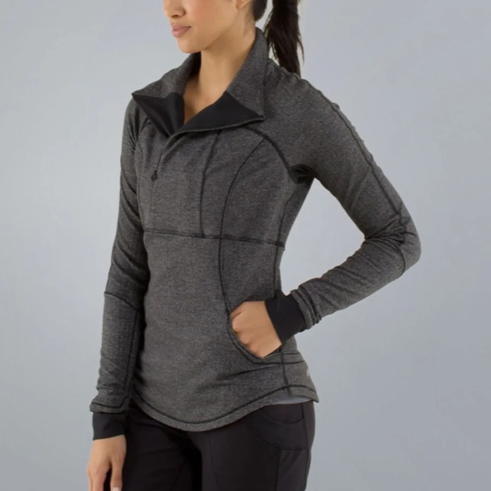 Lululemon Base Runner 1/2 Zip Heathered Herringbone